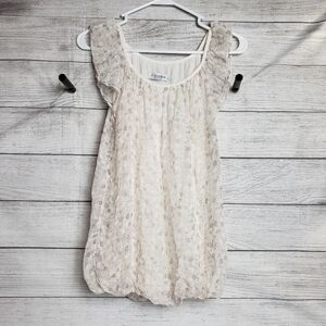 Luisa Ricci Made in ItalySilk Flutter‎ Sleeve Bubble Hem Women Top Small